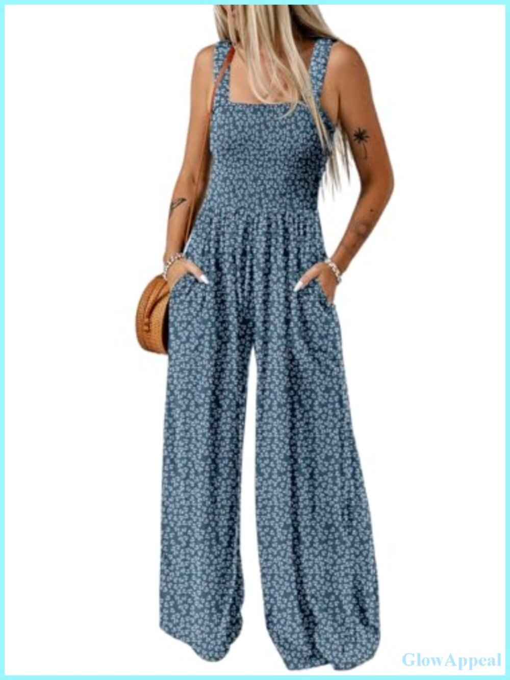 Loose Fitting Sleeveless Square Neck Wide Leg Jumpsuit Romper